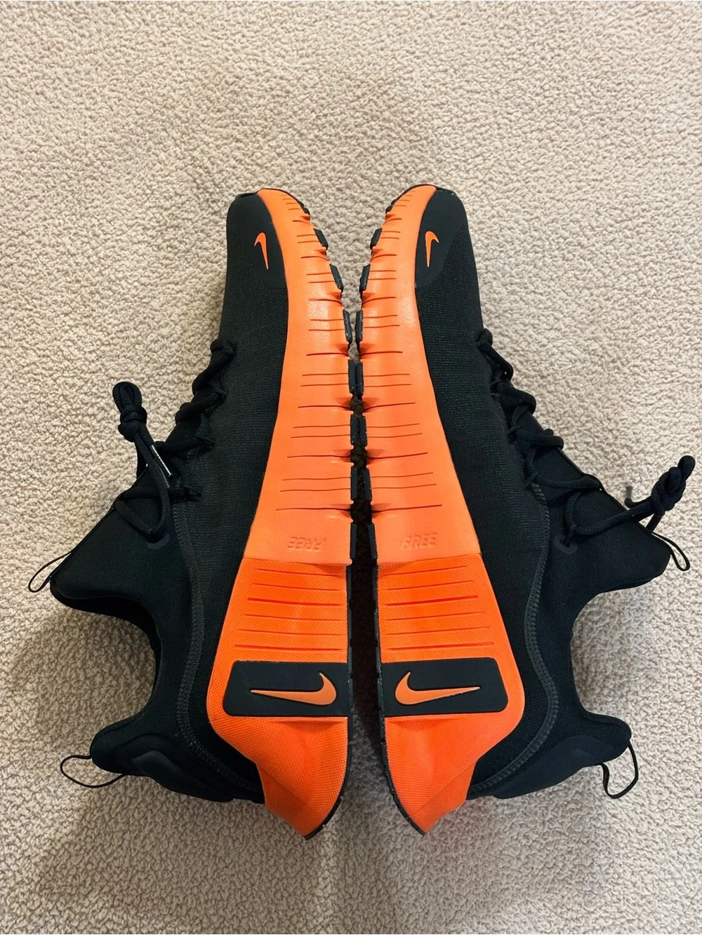 Nike Men’s Black and Bright Orange Training Sneakers